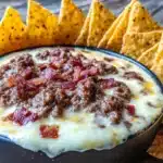 bacon cheeseburger queso dip - featured image