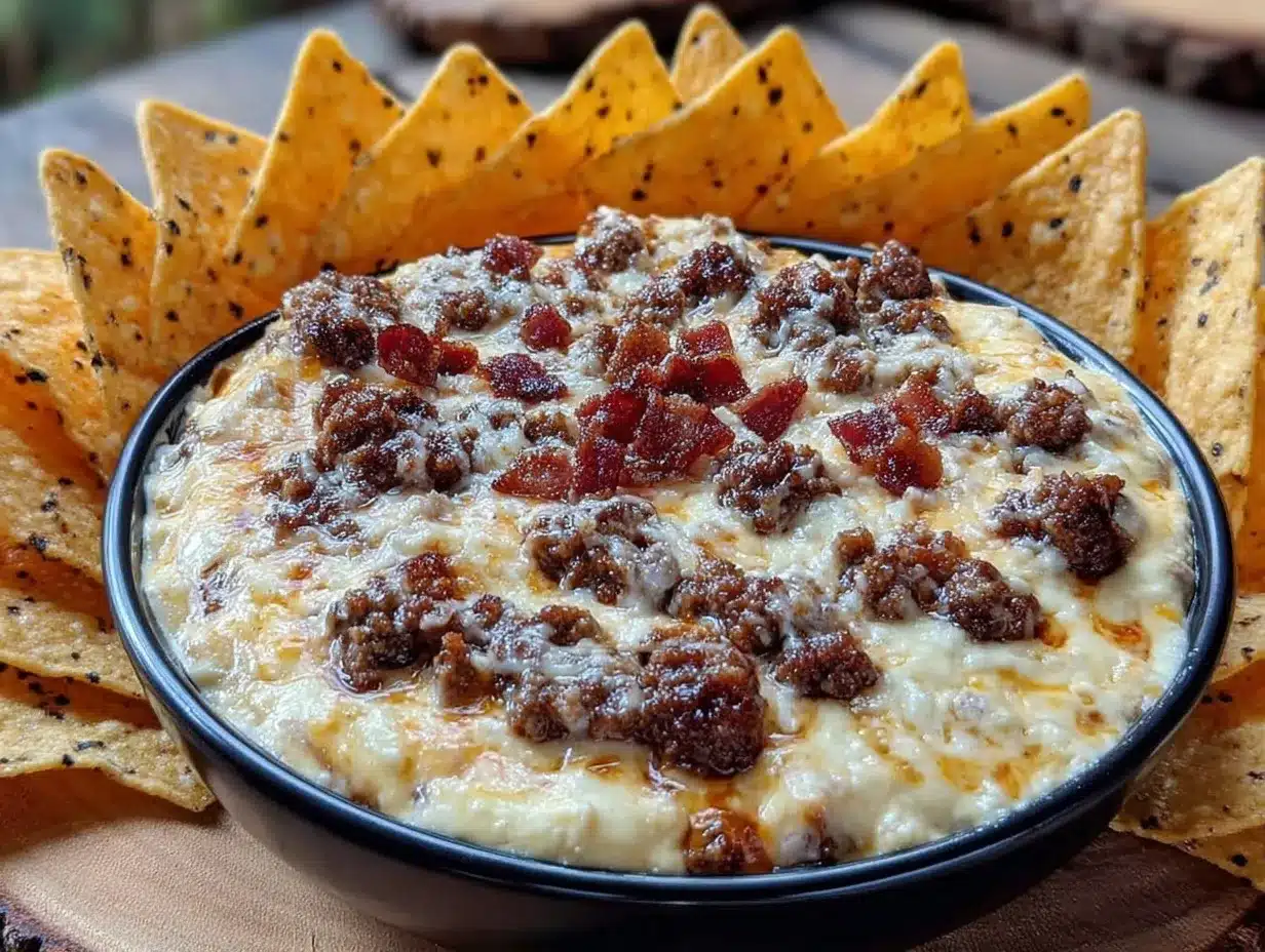 bacon cheeseburger queso dip preparation steps