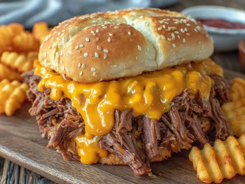 beef and cheddar sandwich - featured image