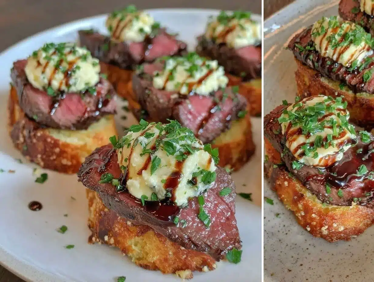 Beef Tenderloin Gorgonzola Crostini preparation steps