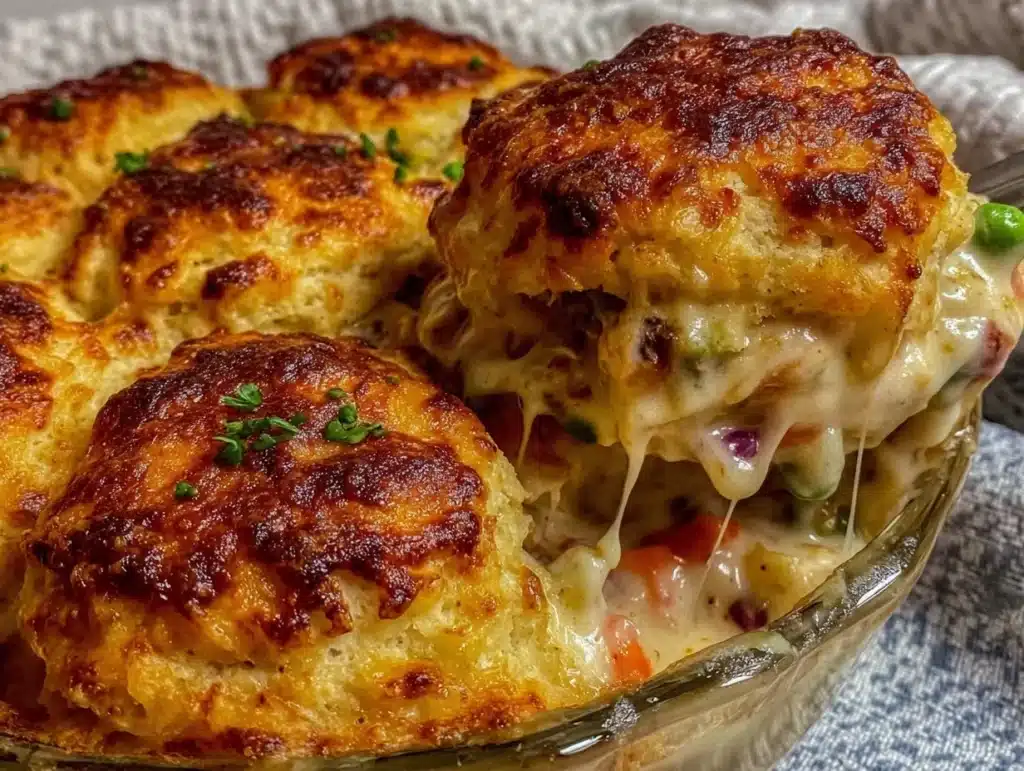 chicken pot pie with biscuits - featured image