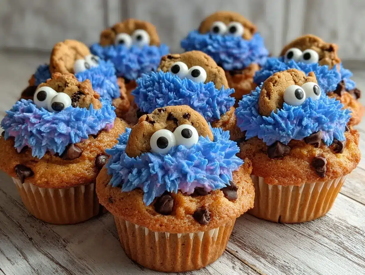 Cookie Monster Cupcakes preparation steps