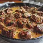 creamy beef stroganoff - featured image