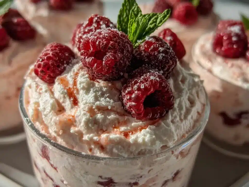 creamy cottage cheese raspberry mousse - featured image