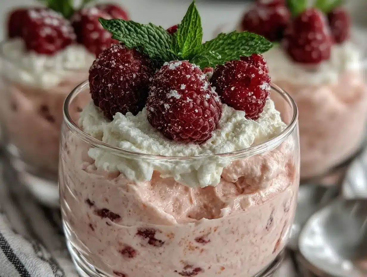creamy cottage cheese raspberry mousse preparation steps