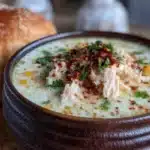 creamy crockpot chicken corn chowder - featured image