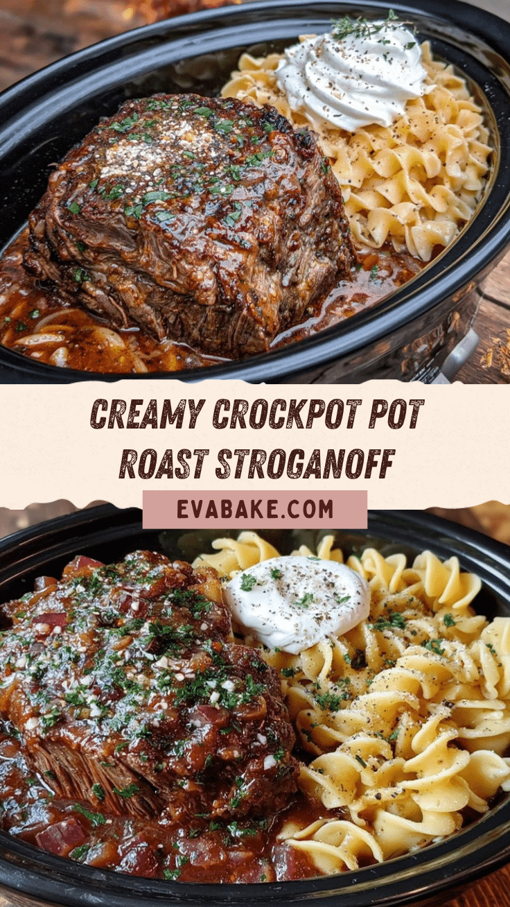Creamy Crockpot Pot Roast Stroganoff recipe