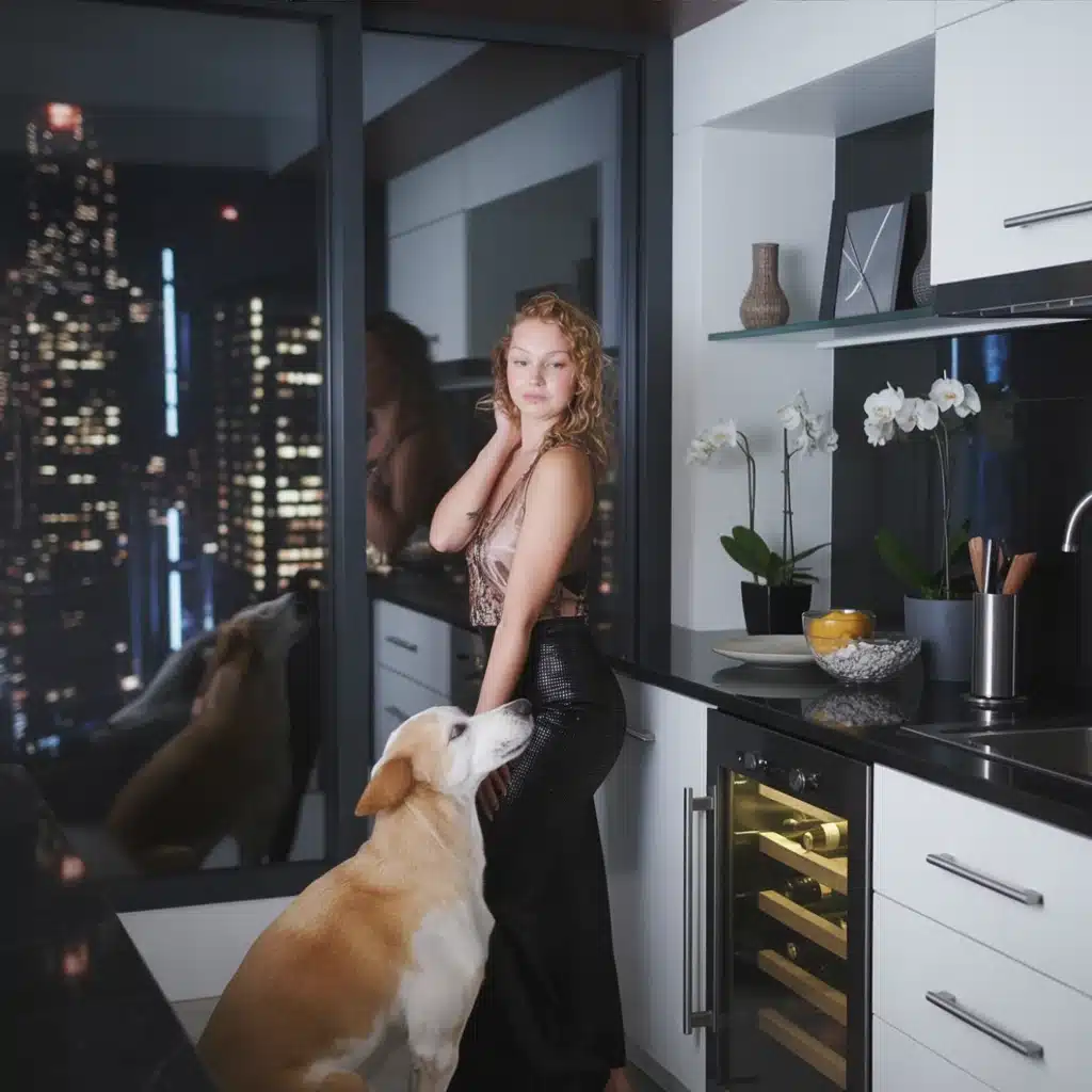 ava in her kitchen with her dog