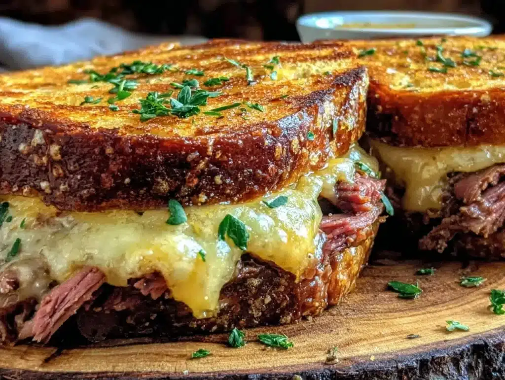 roast beef and cheddar melt sandwich - featured image