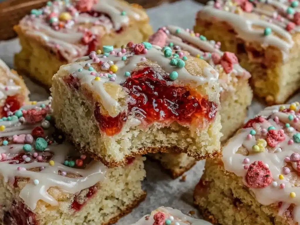 strawberry pop tart cookie bars - featured image