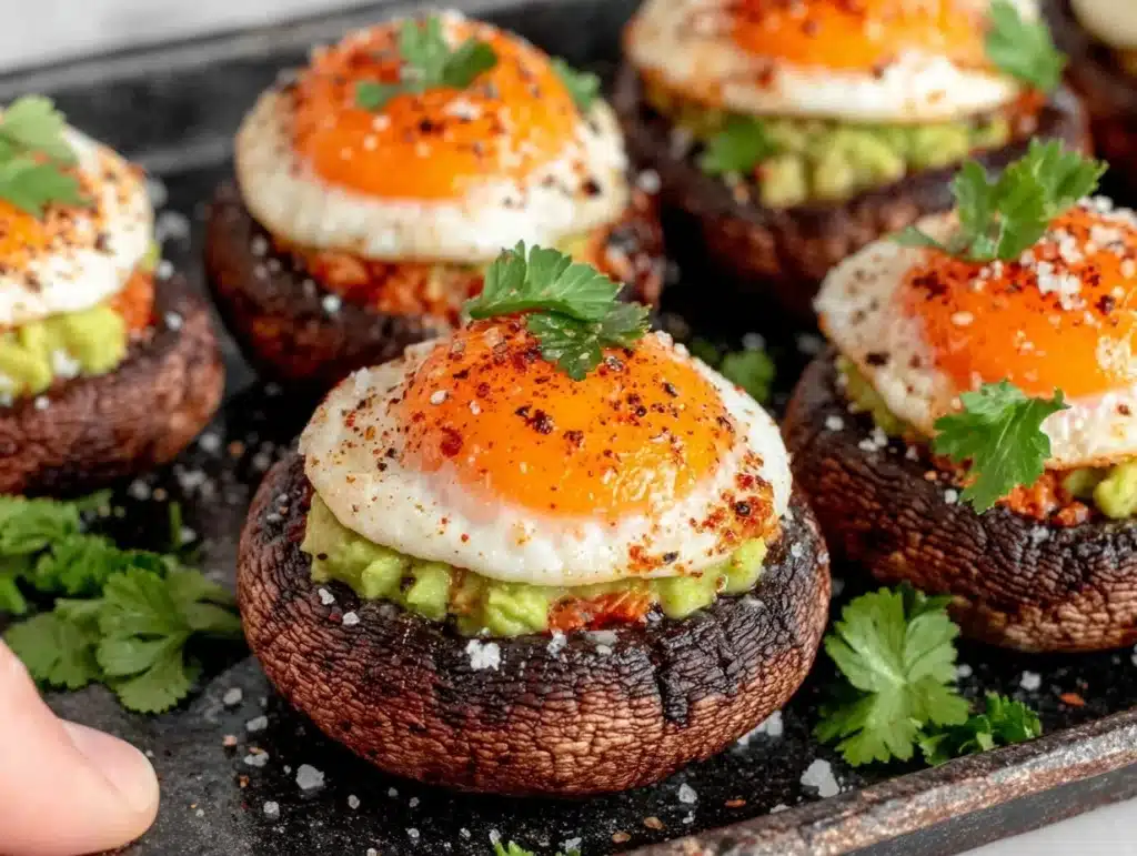Avocado Egg Stuffed Mushrooms - featured image