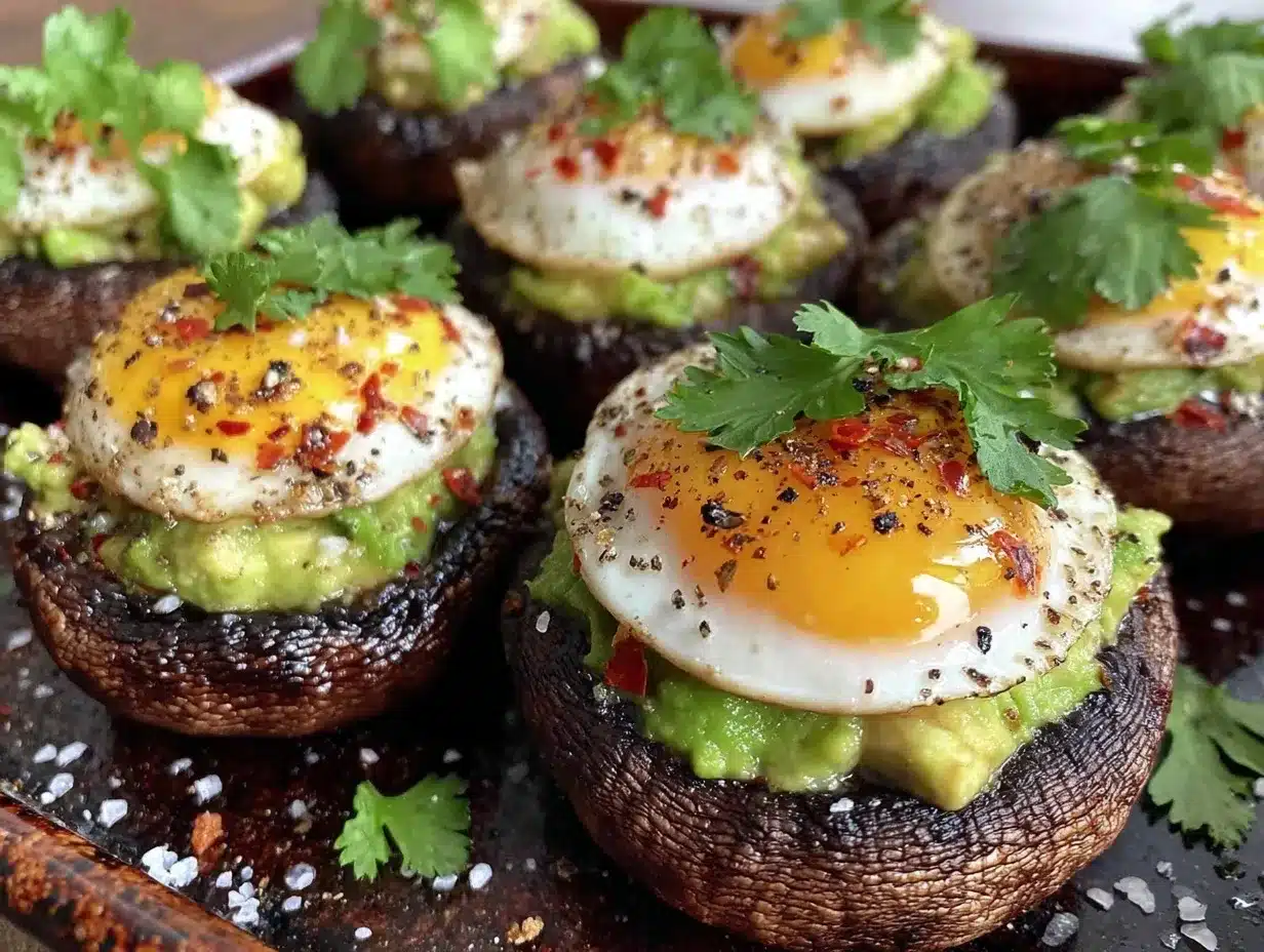 Avocado Egg Stuffed Mushrooms preparation steps