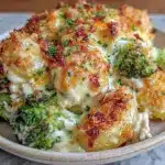 baked potato chicken broccoli casserole - featured image