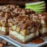 caramel apple crumble cheesecake bars - featured image