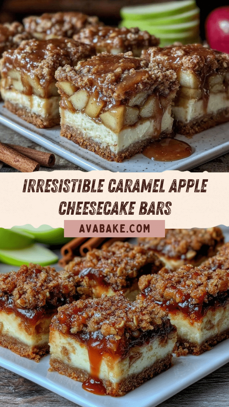 caramel apple crumble cheesecake bars recipe