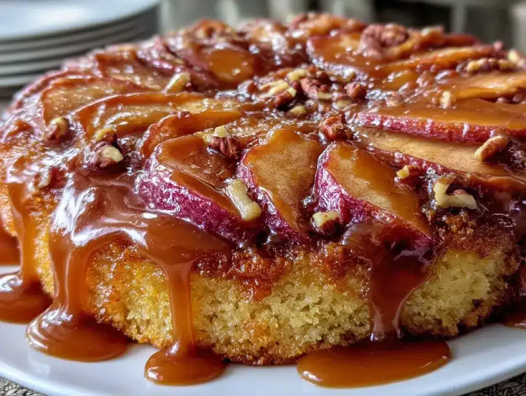 caramel apple upside-down cake - featured image