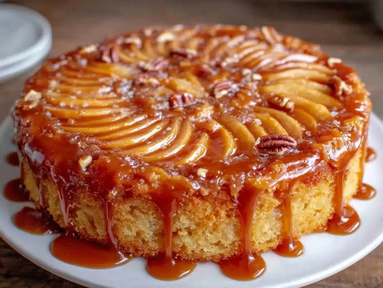 caramel apple upside-down cake preparation steps