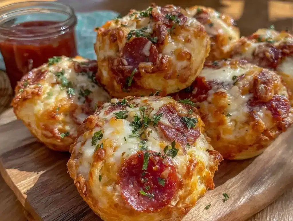 cheesy mini pizza muffins - featured image