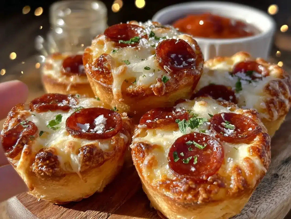 cheesy mini pizza muffins preparation steps