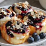 creamy blueberry cheesecake rolls - featured image