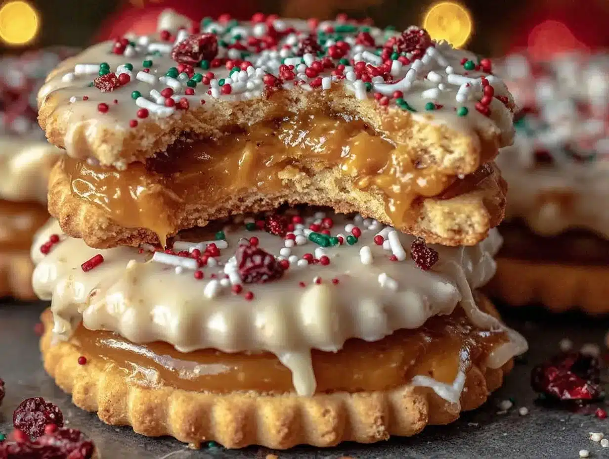 Creamy Caramel Ritz Cracker Christmas Cookies preparation steps