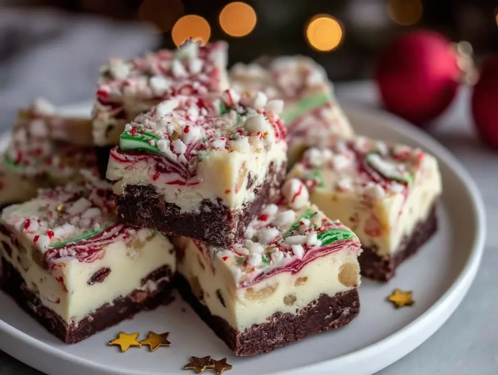 creamy peppermint Christmas fudge - featured image