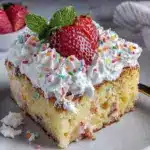 creamy poke cake - featured image