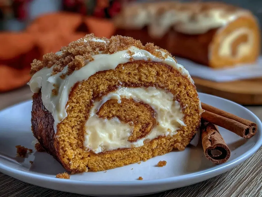 creamy pumpkin roll dessert - featured image