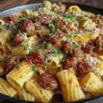 creamy sausage rigatoni - featured image