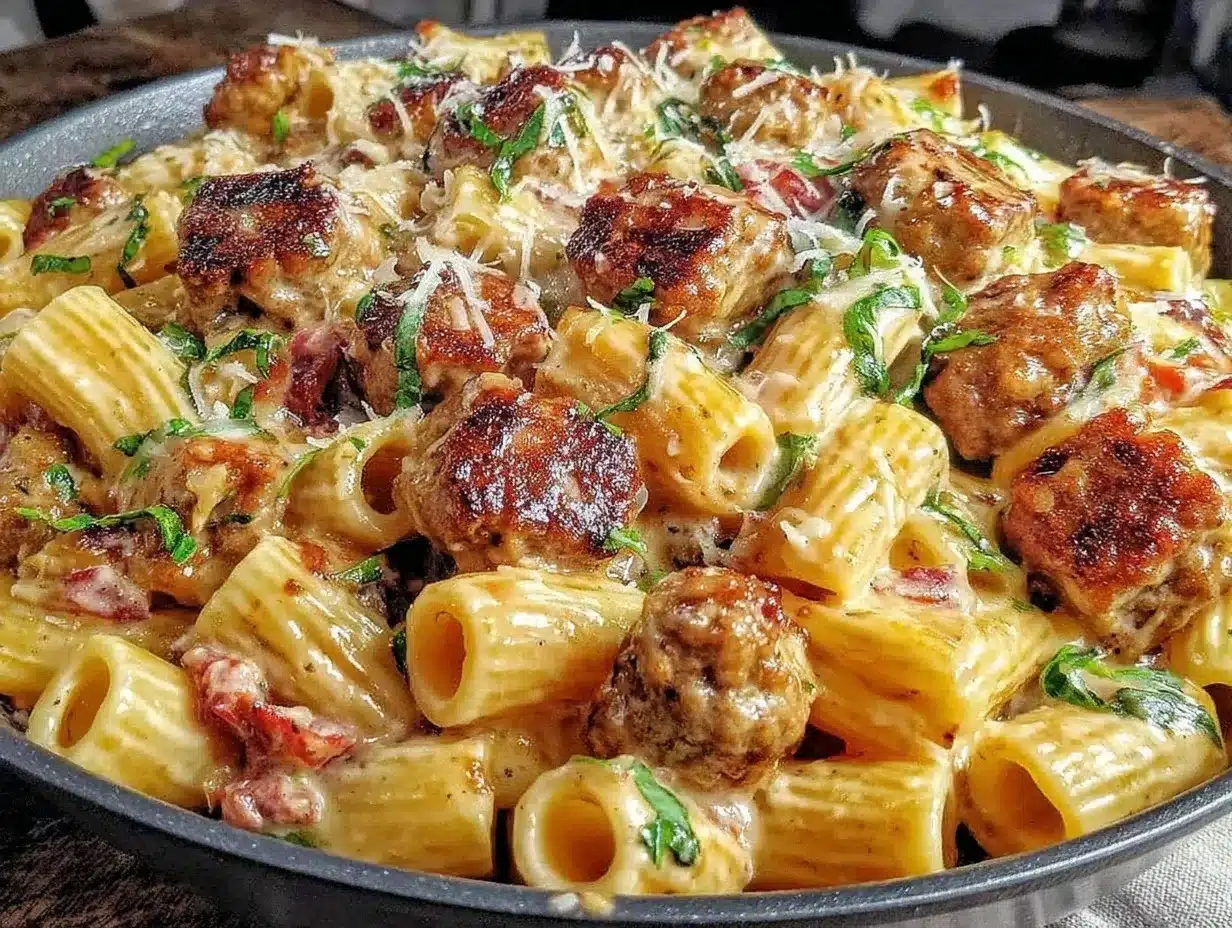 creamy sausage rigatoni preparation steps