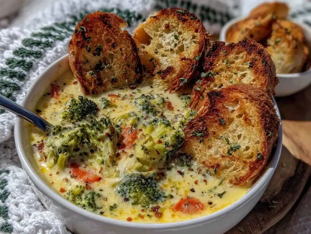 creamy smoked gouda broccoli soup - featured image