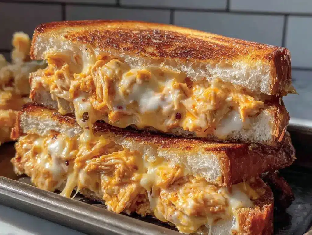 crispy buffalo chicken grilled cheese - featured image