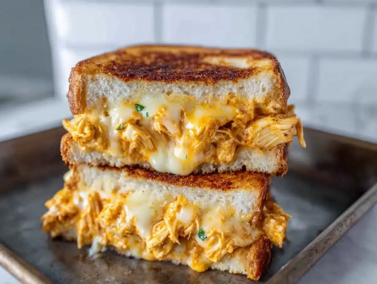 crispy buffalo chicken grilled cheese preparation steps