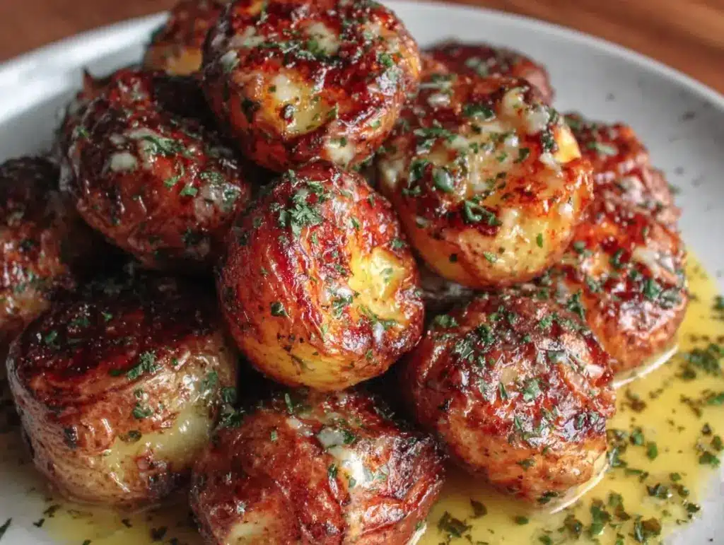 crispy garlic butter potatoes - featured image