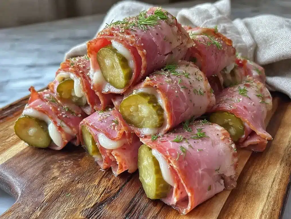 dill pickle ham roll ups - featured image