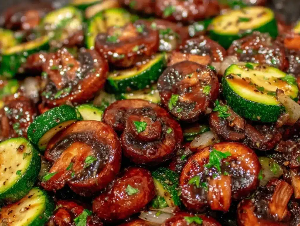 garlic butter mushroom and zucchini skillet - featured image