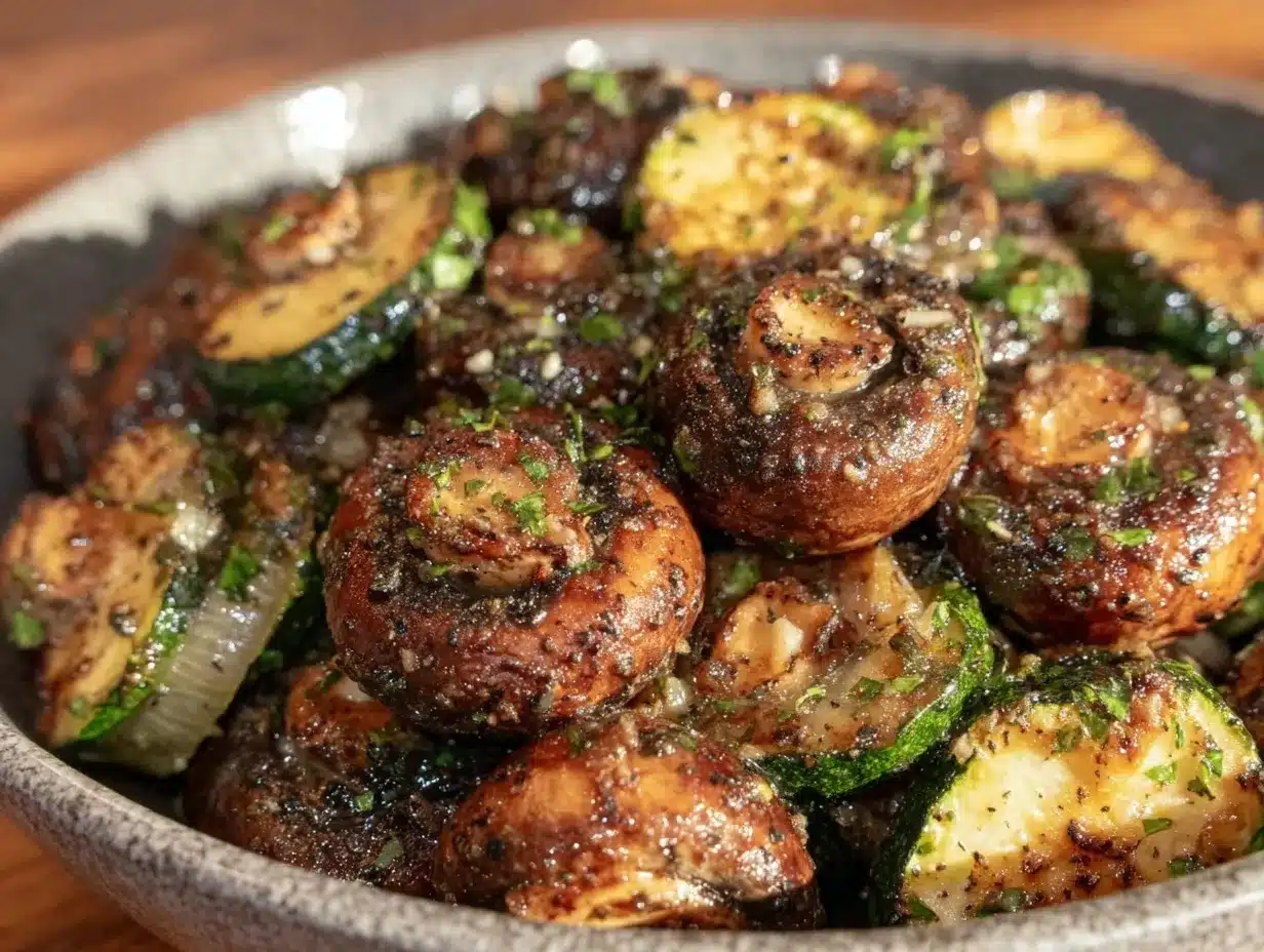 garlic butter mushroom and zucchini skillet preparation steps