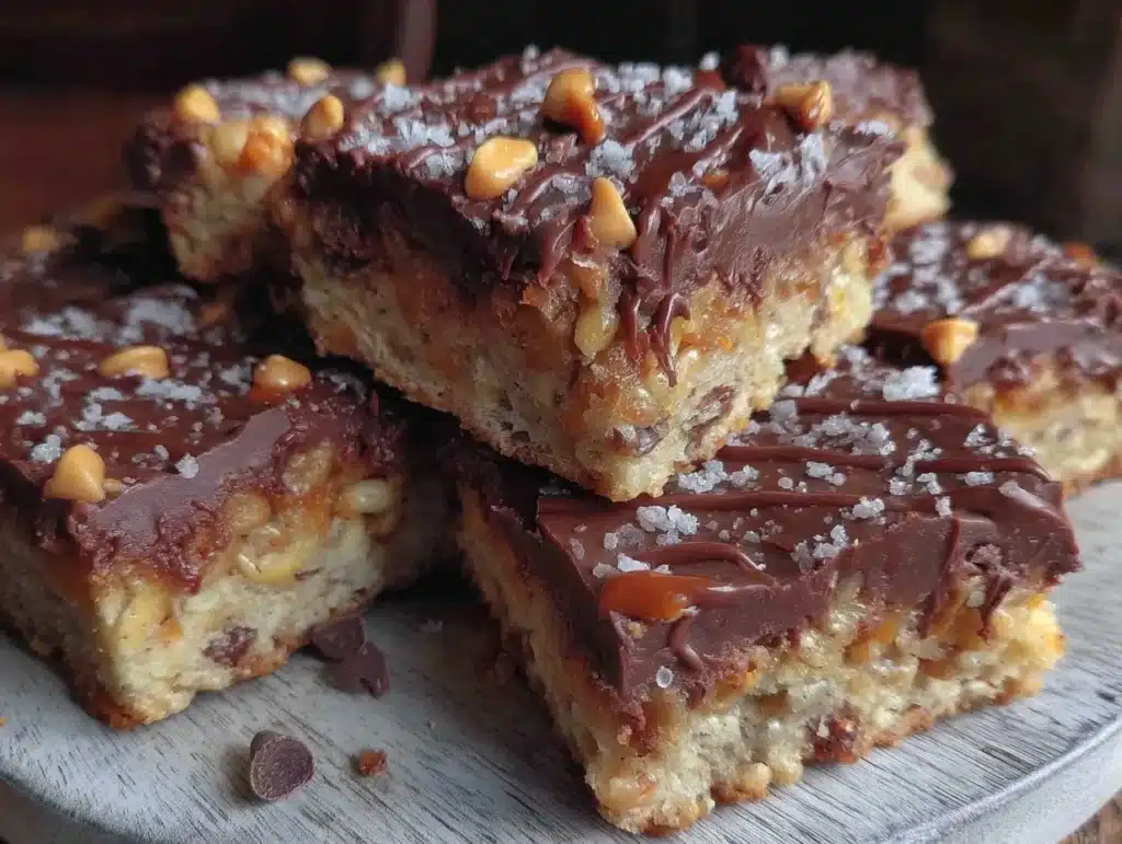 peanut butter chocolate crunch bars - featured image