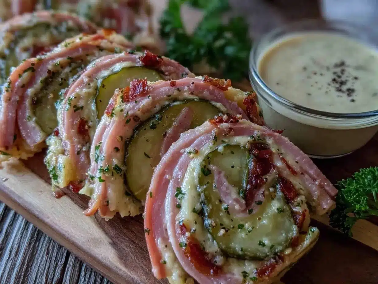 pickle and ham pinwheels preparation steps