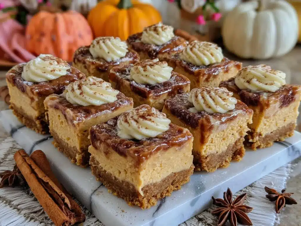 pumpkin spice cheesecake bars - featured image