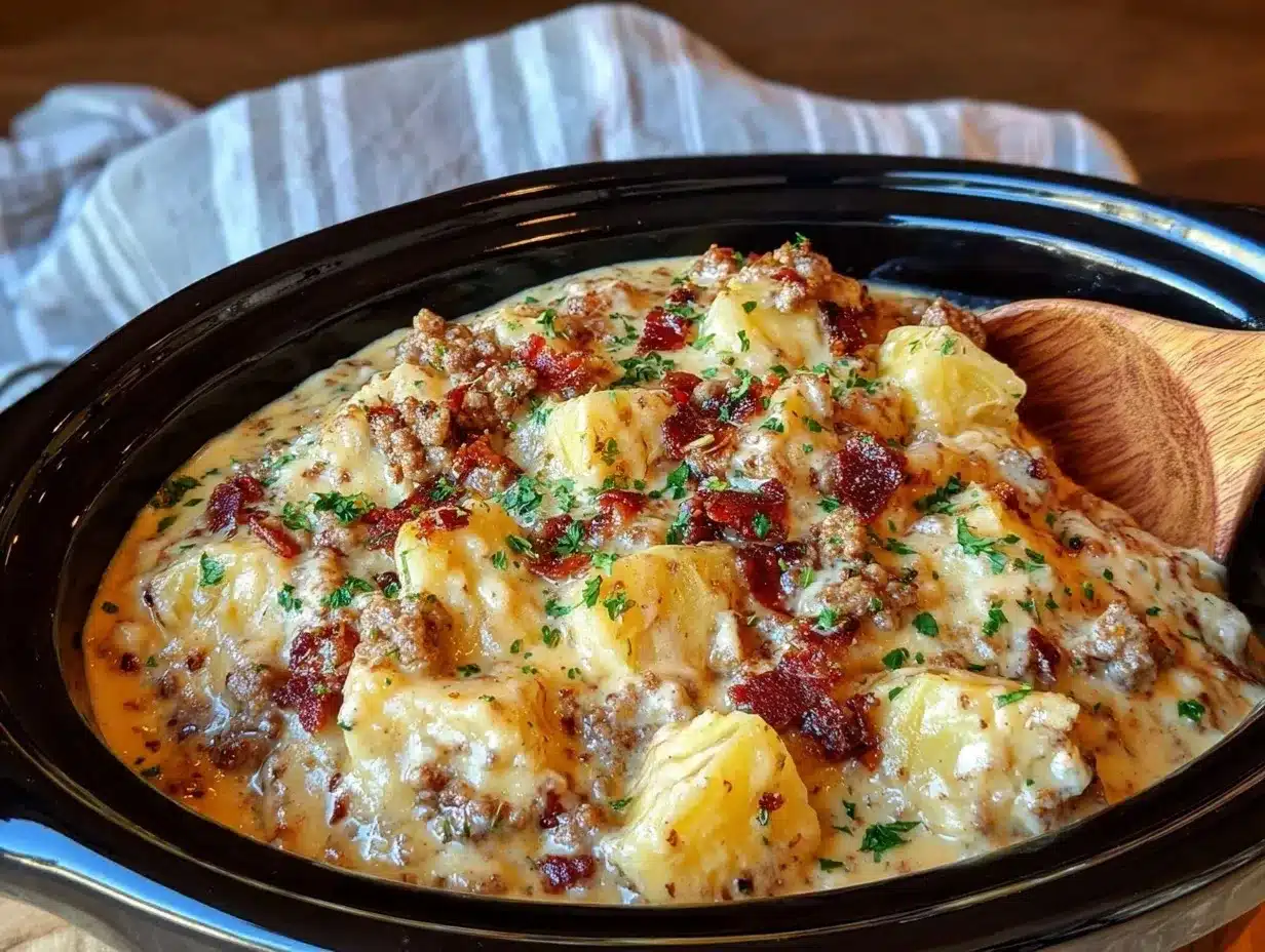 slow cooker sausage potato soup preparation steps