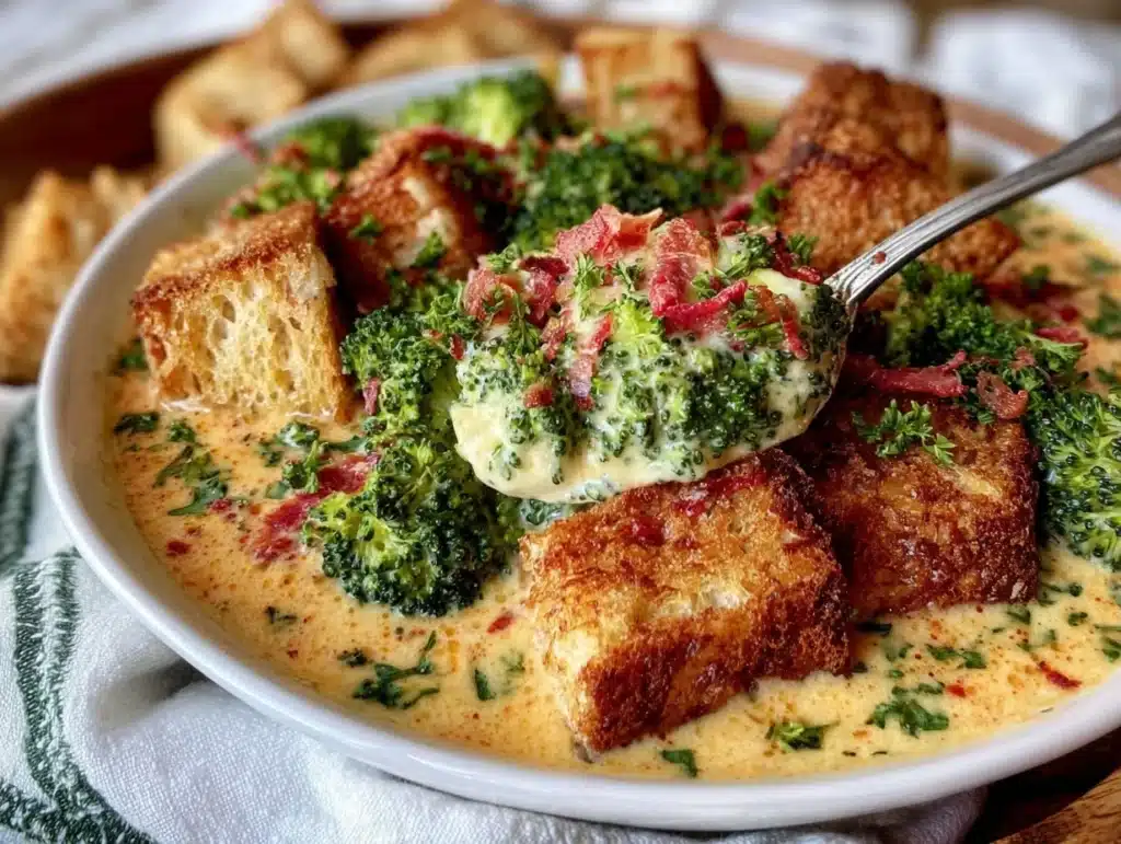 smoked gouda broccoli cheddar soup - featured image