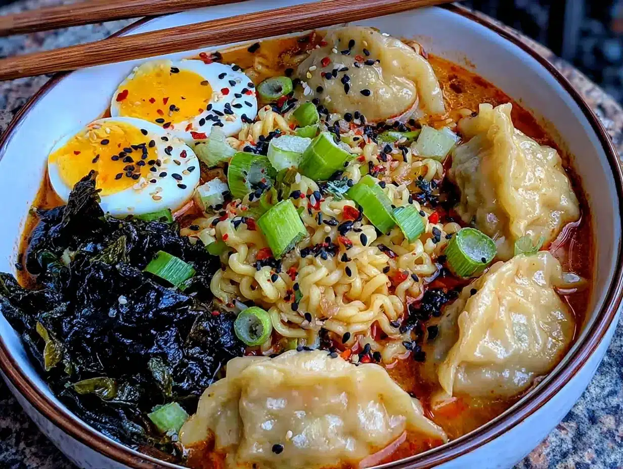 spicy dumpling ramen bowl preparation steps