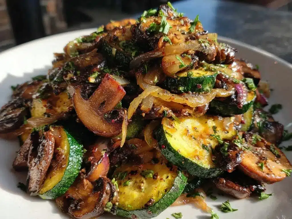 stir fry zucchini with mushrooms - featured image