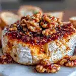 baked brie with fig jam and walnuts - featured image