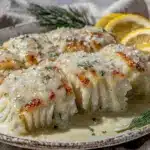 baked cod with lemon dill sauce - featured image