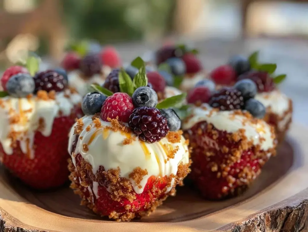 berry cheesecake stuffed strawberries - featured image