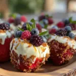 berry cheesecake stuffed strawberries - featured image