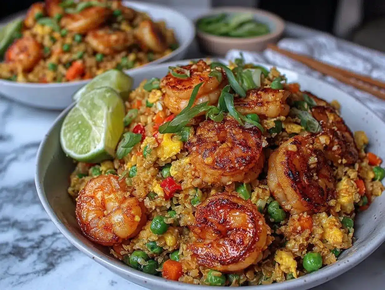 Cauliflower Fried Rice with Crispy Shrimp preparation steps