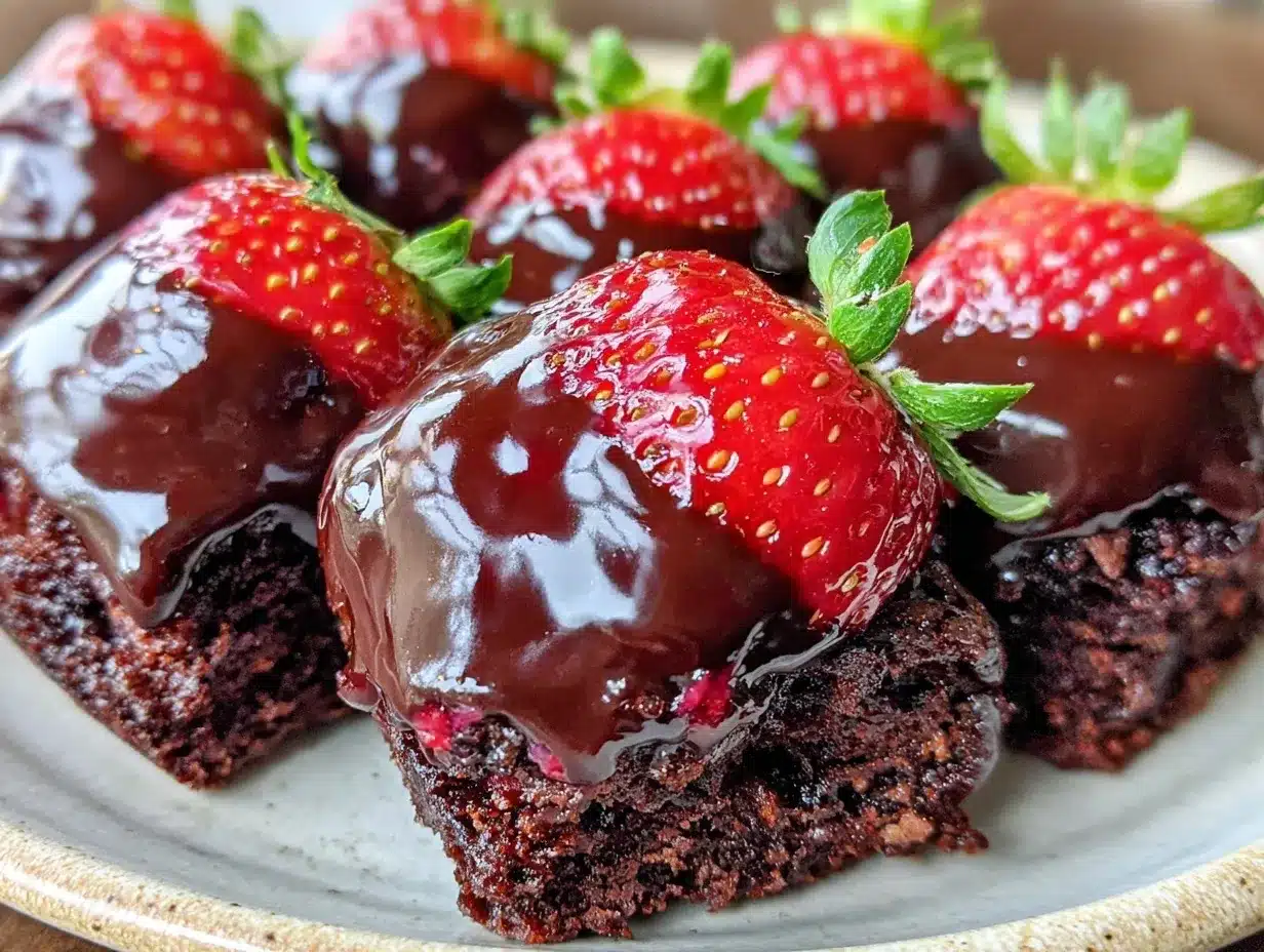 chocolate-covered strawberry brownie bites preparation steps
